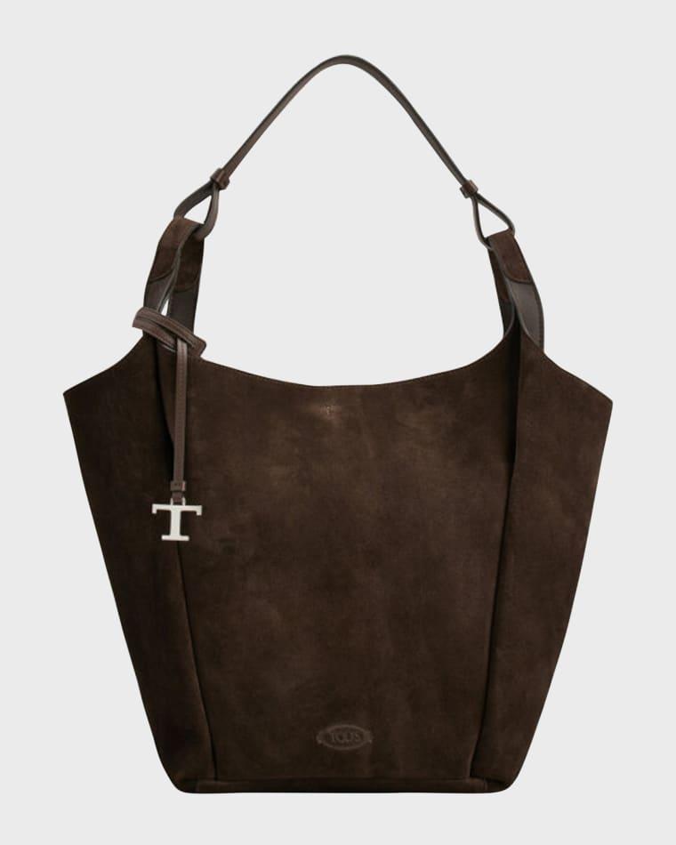 Suede & Leather Shoulder Bag by TODS