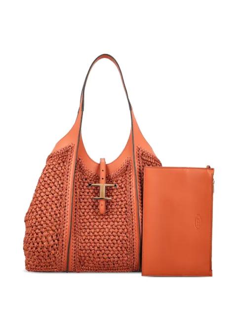 T Timeless raffia shoulder bag by TODS