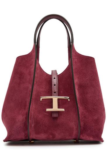 T-plaque suede mini top handle bag by TODS