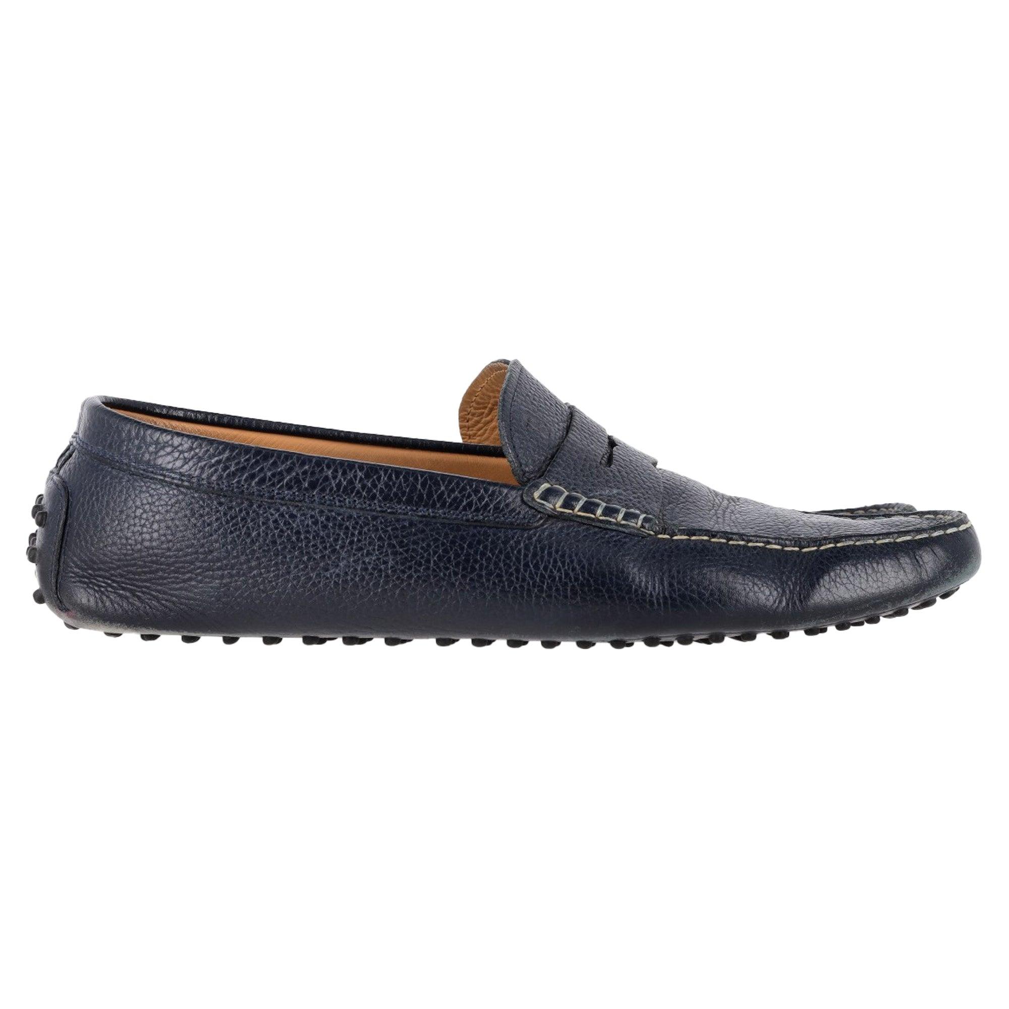 Tod's Penny Driving Shoes in Navy Blue Leather by TODS