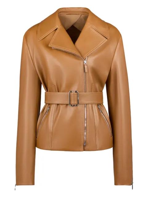 belted leather jacket by TODS