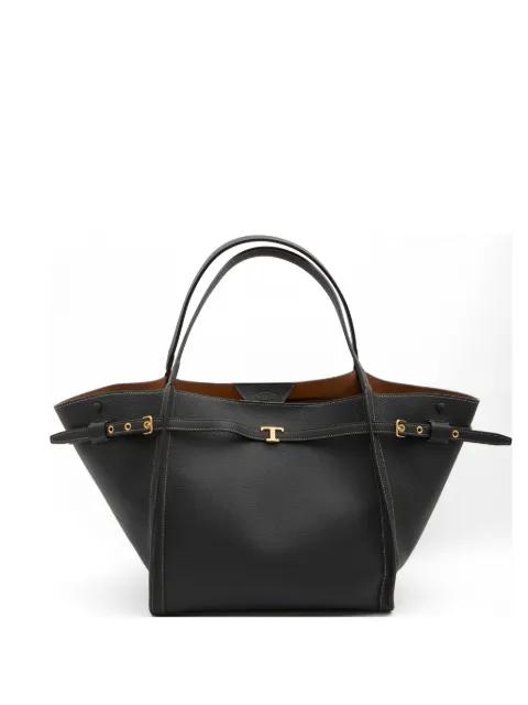 hammered t leather tote bag by TODS