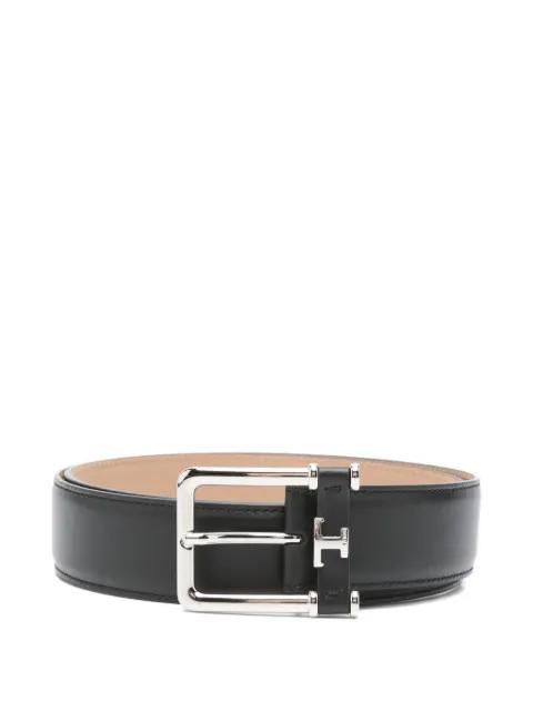 leather logo-detail belt by TODS