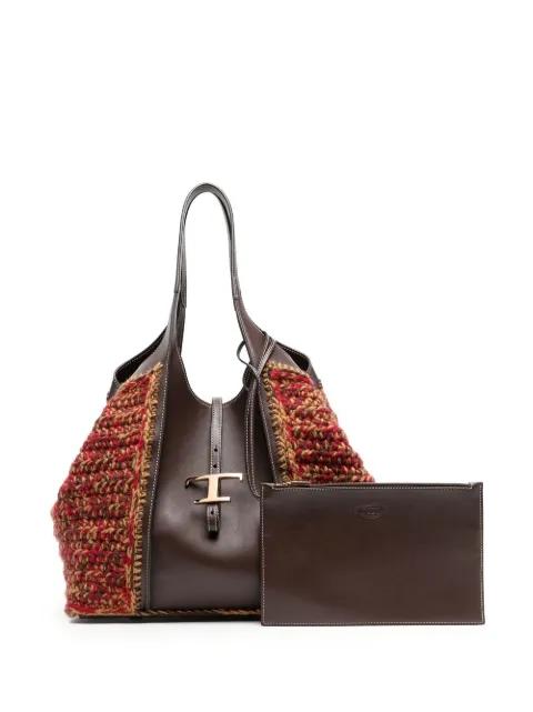 leather-panel tote bag by TODS