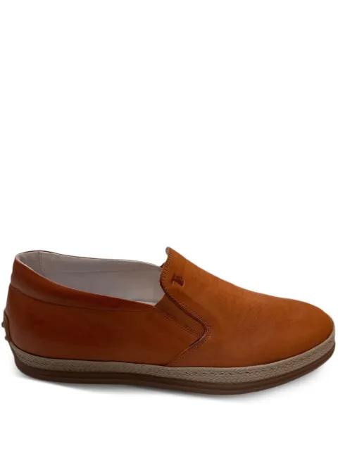 leather rope-trimmed loafers by TODS