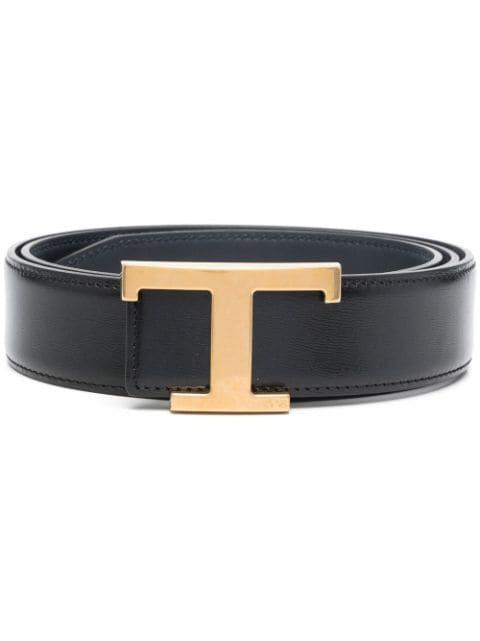 logo-buckle leather belt by TODS