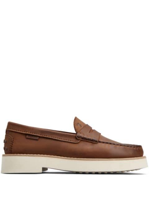 logo-debossed leather loafers by TODS
