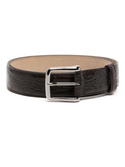 logo-engraved leather belt by TODS