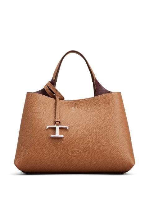 logo-pendant leather tote bag by TODS