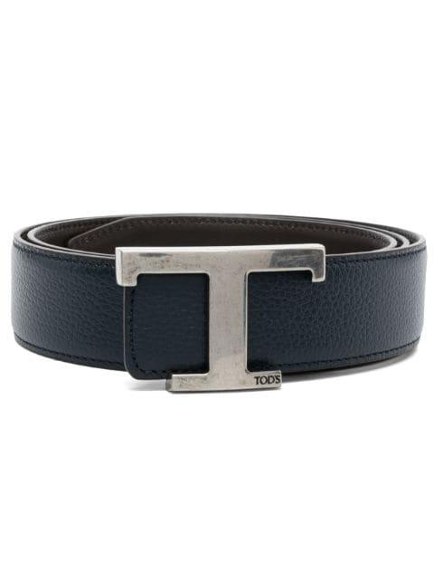 logo-plaque calf-leather belt by TODS