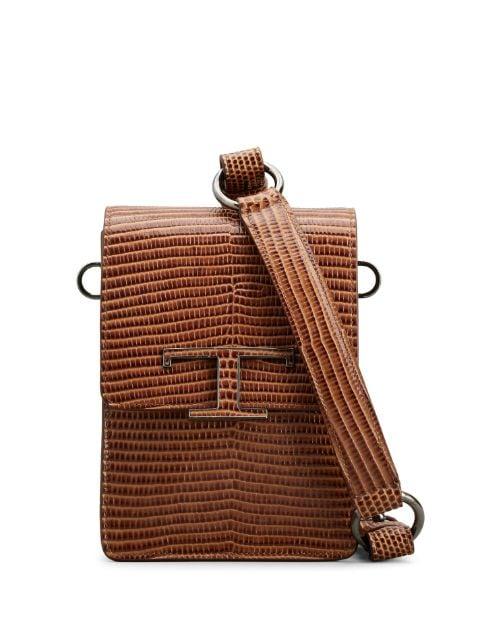 logo-plaque leather crossbody bag by TODS