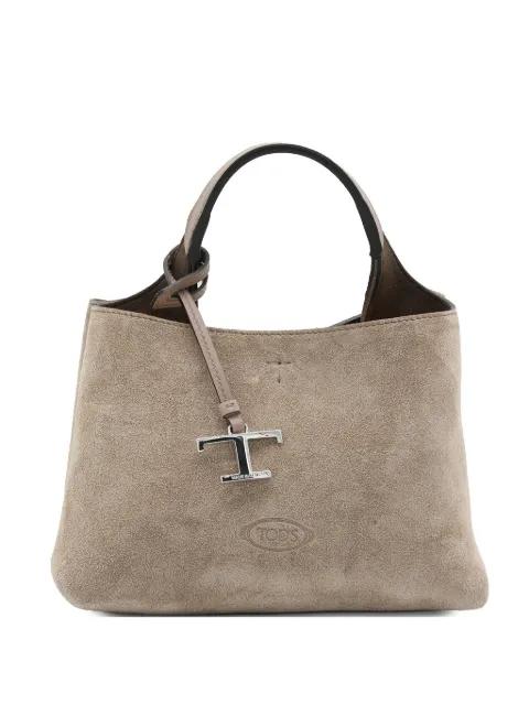 logo-plaque top-handle tote bag by TODS