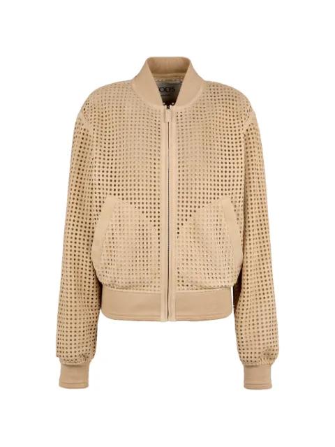 perforated suede bomber jacket by TODS