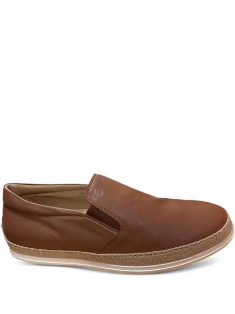 raffia-trimmed leather loafers by TODS