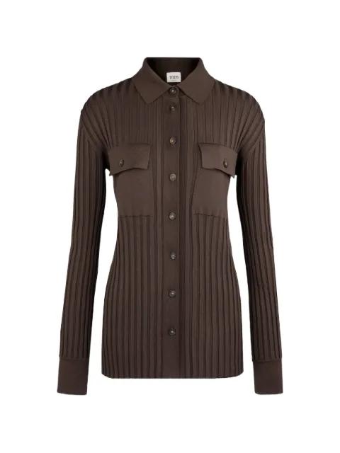 ribbed chest-pocket cardigan by TODS