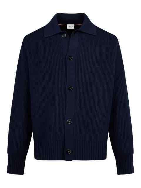 ribbed polo-collar cardigan by TODS