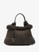 shearling-trim suede shoulder bag by TODS shearling-trim suede shoulder bag by TODS