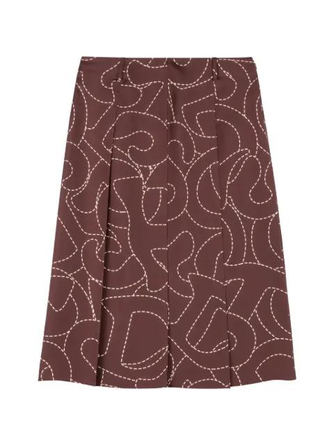 topstitched box-pleat skirt by TODS