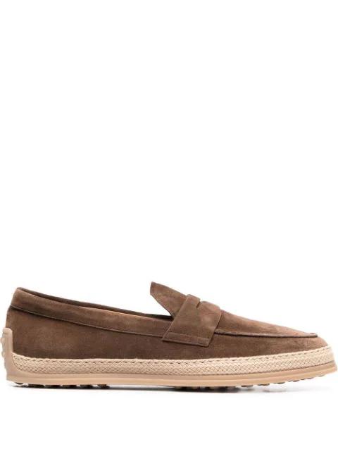 woven trim penny loafers by TODS