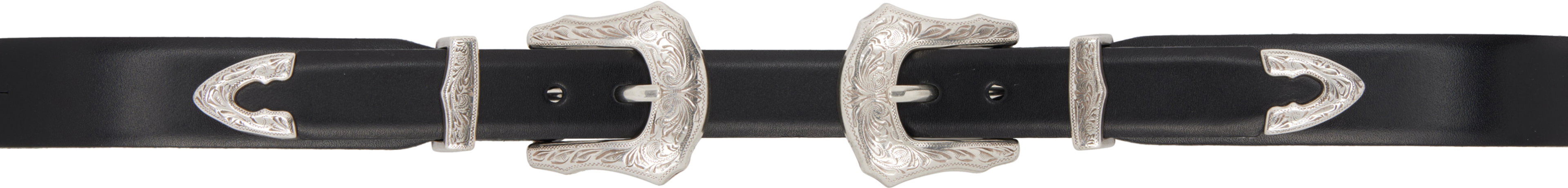 Black Double Buckle Belt by TOGA PULLA