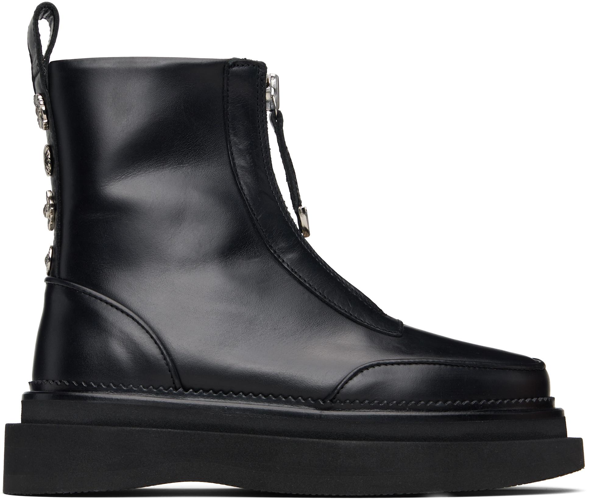 Black Hard Leather Boots by TOGA PULLA