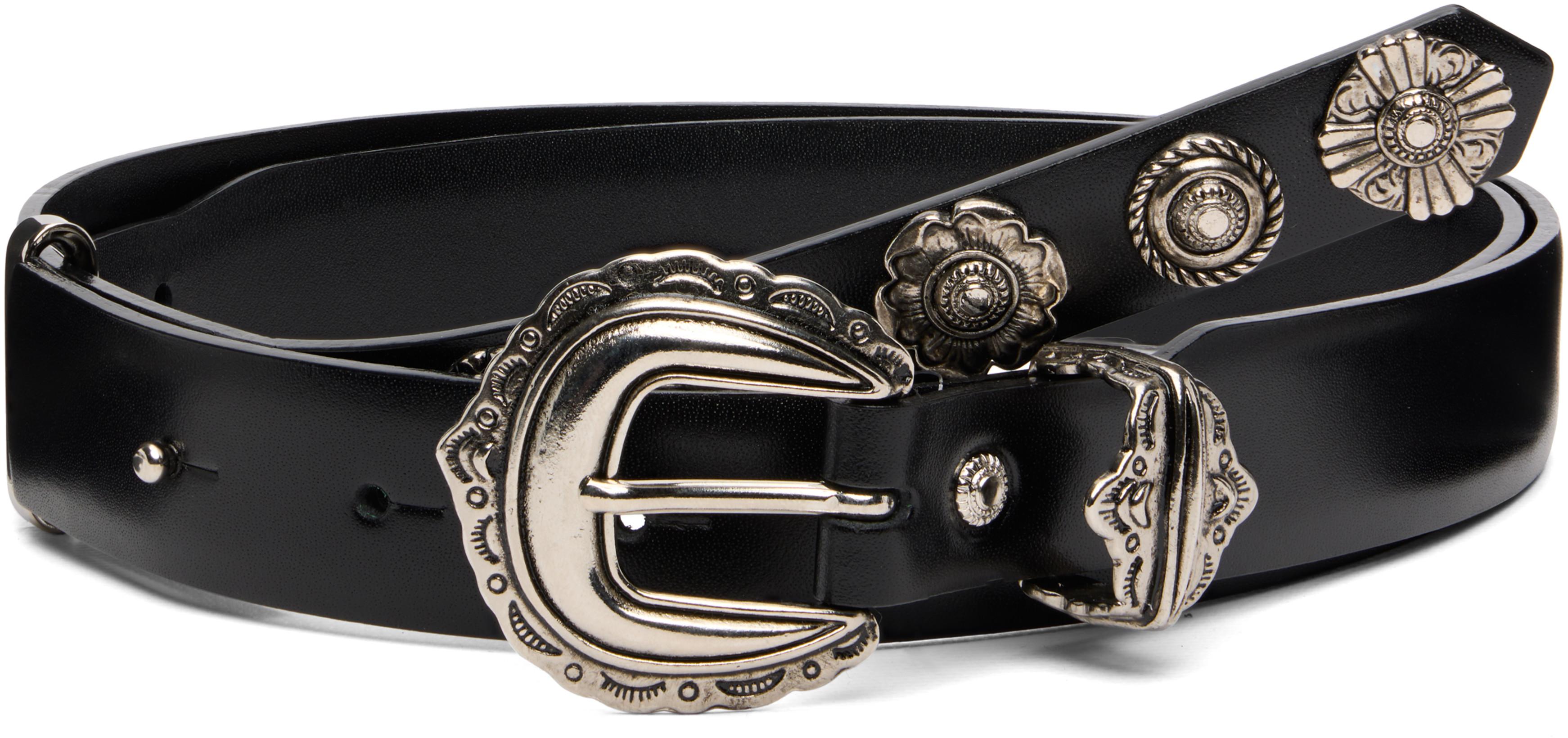 Black Leather Motif Belt by TOGA PULLA