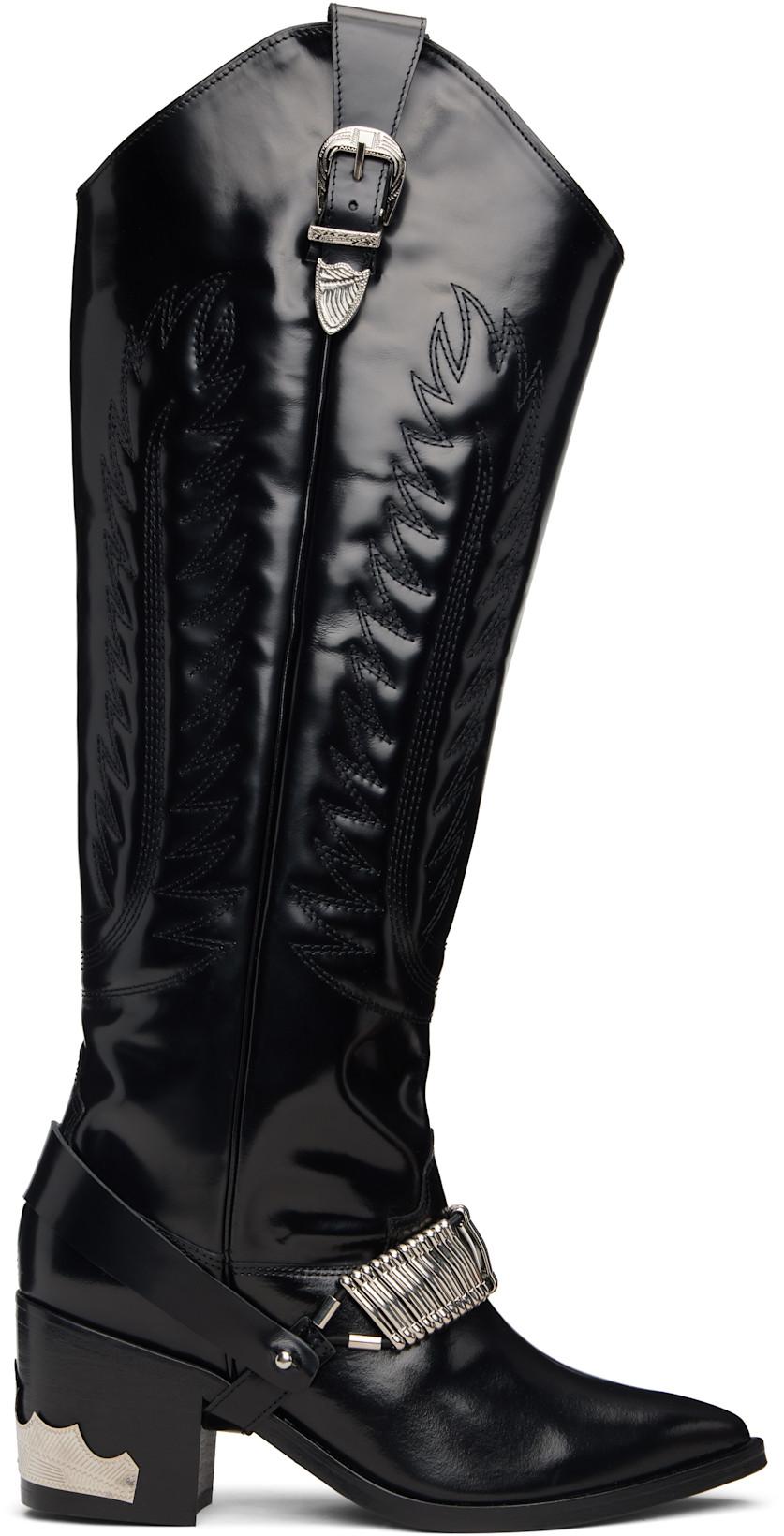 Black Leather Tall Boots by TOGA PULLA