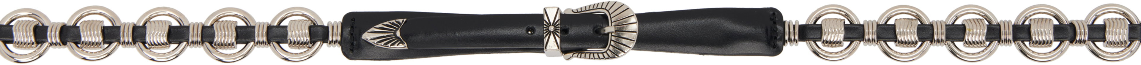 Black Ring Metal Narrow Belt by TOGA PULLA