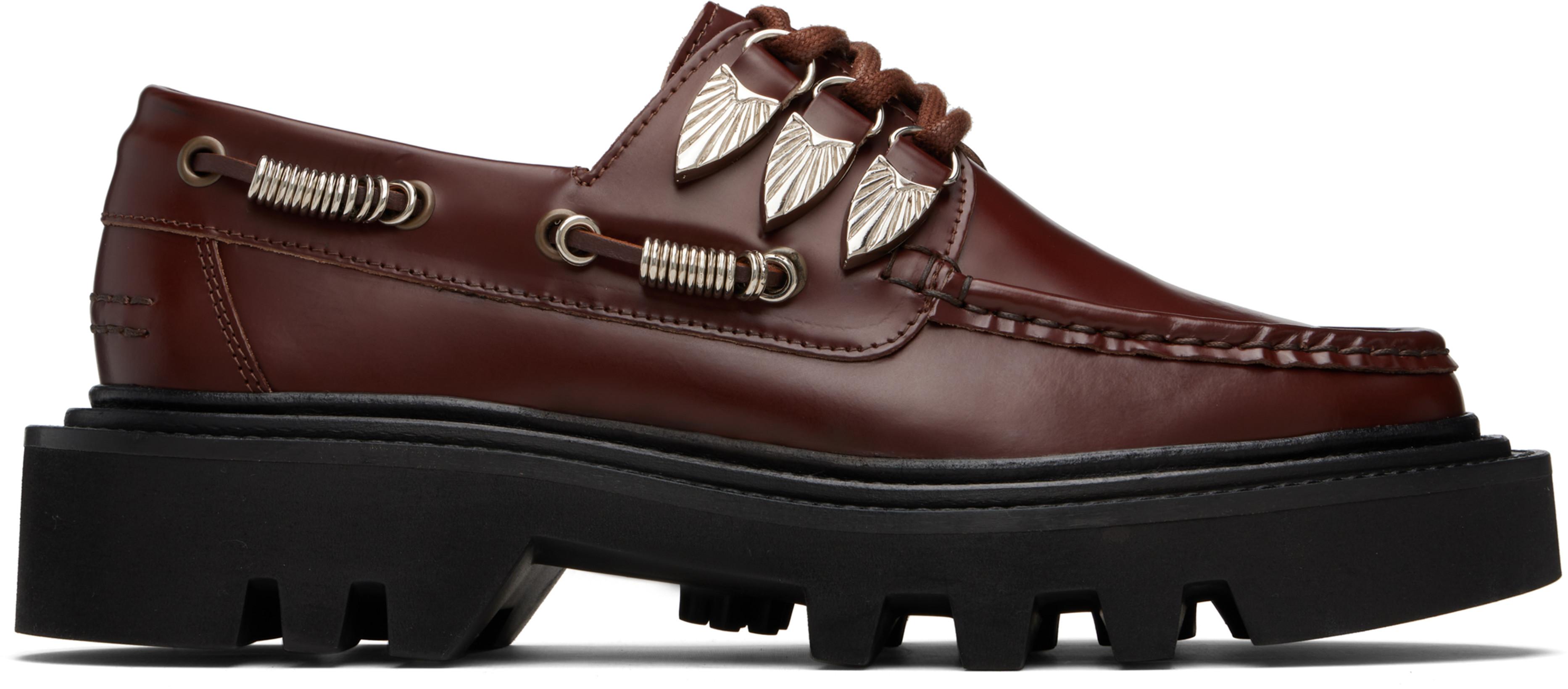 Brown Leather AJ1431 Derbys by TOGA VIRILIS Brown Leather AJ1431 Derbys by TOGA VIRILIS