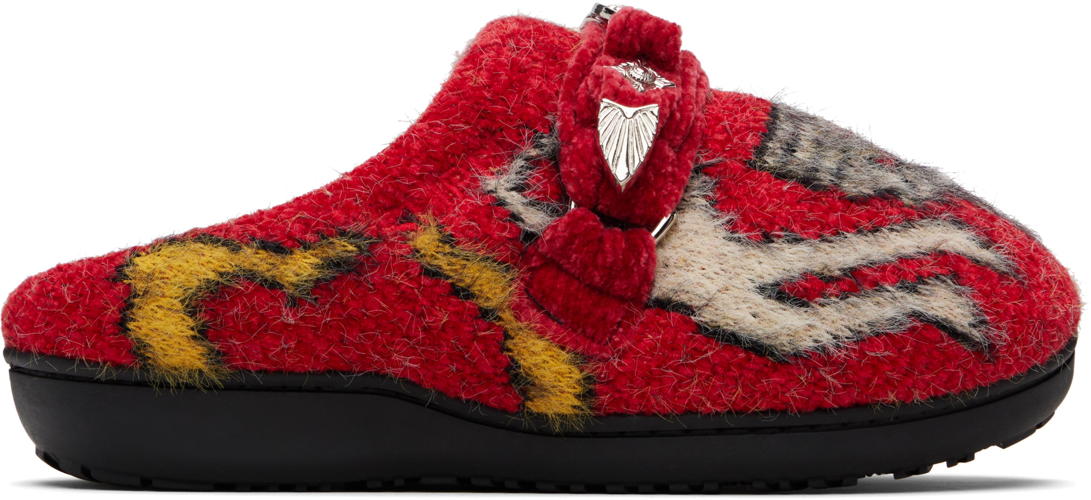 Red SUBU Edition Knit Slipper Loafers by TOGA VIRILIS