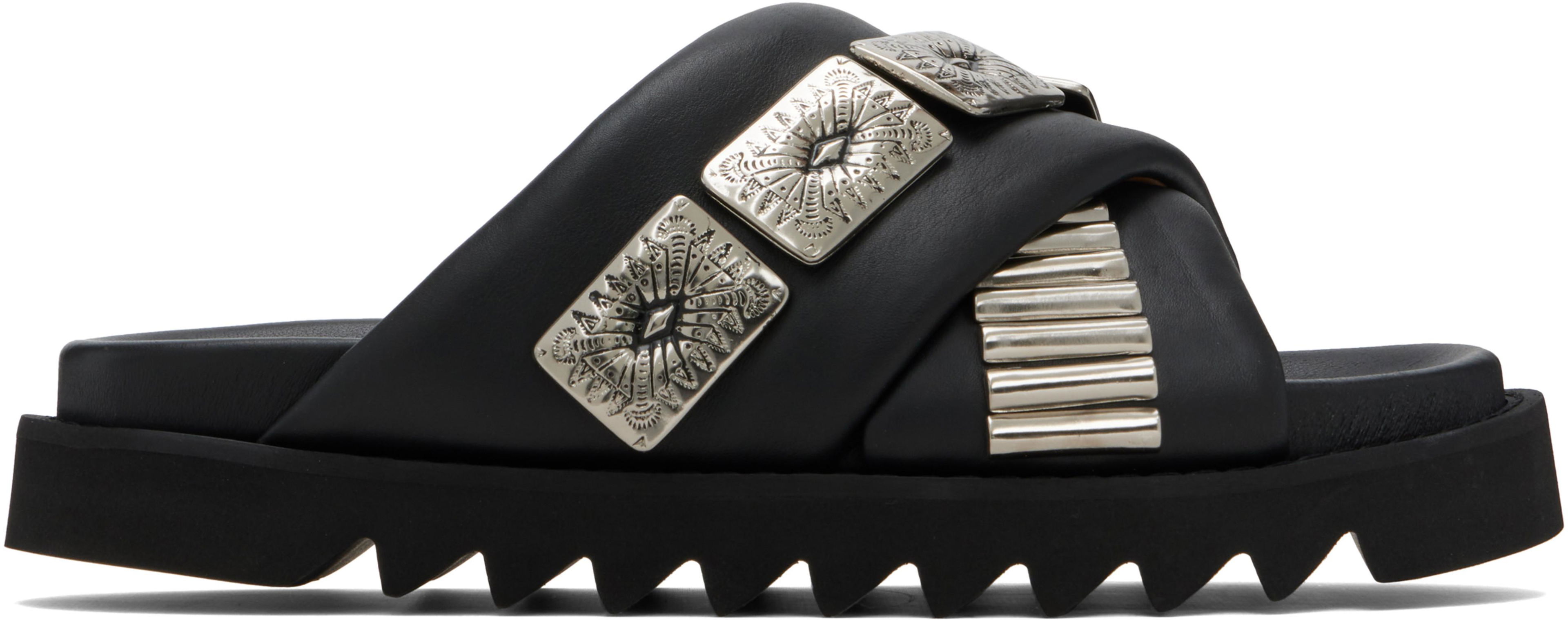 SSENSE Exclusive Black Leather Sandals by TOGA VIRILIS