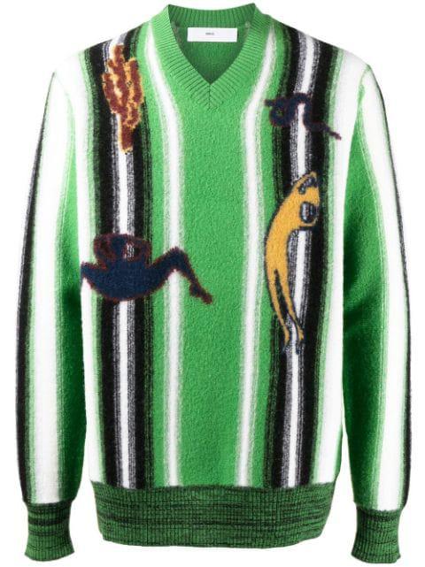 graphic-print V-neck jumper by TOGA VIRILIS