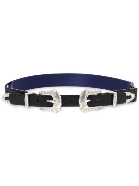 double-buckle leather belt by TOGA