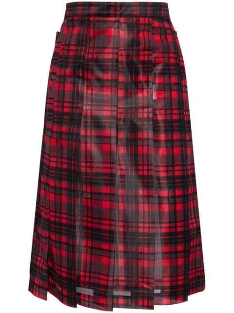 pleated checked midi skirt by TOGA