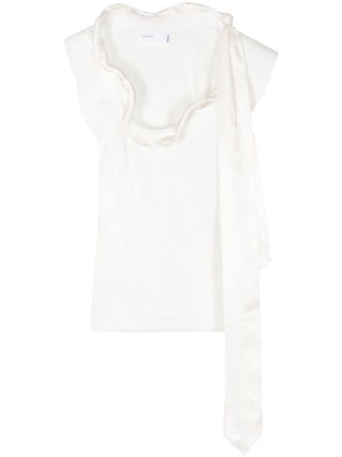 scarf-detail ruffle-trim blouse by TOGA