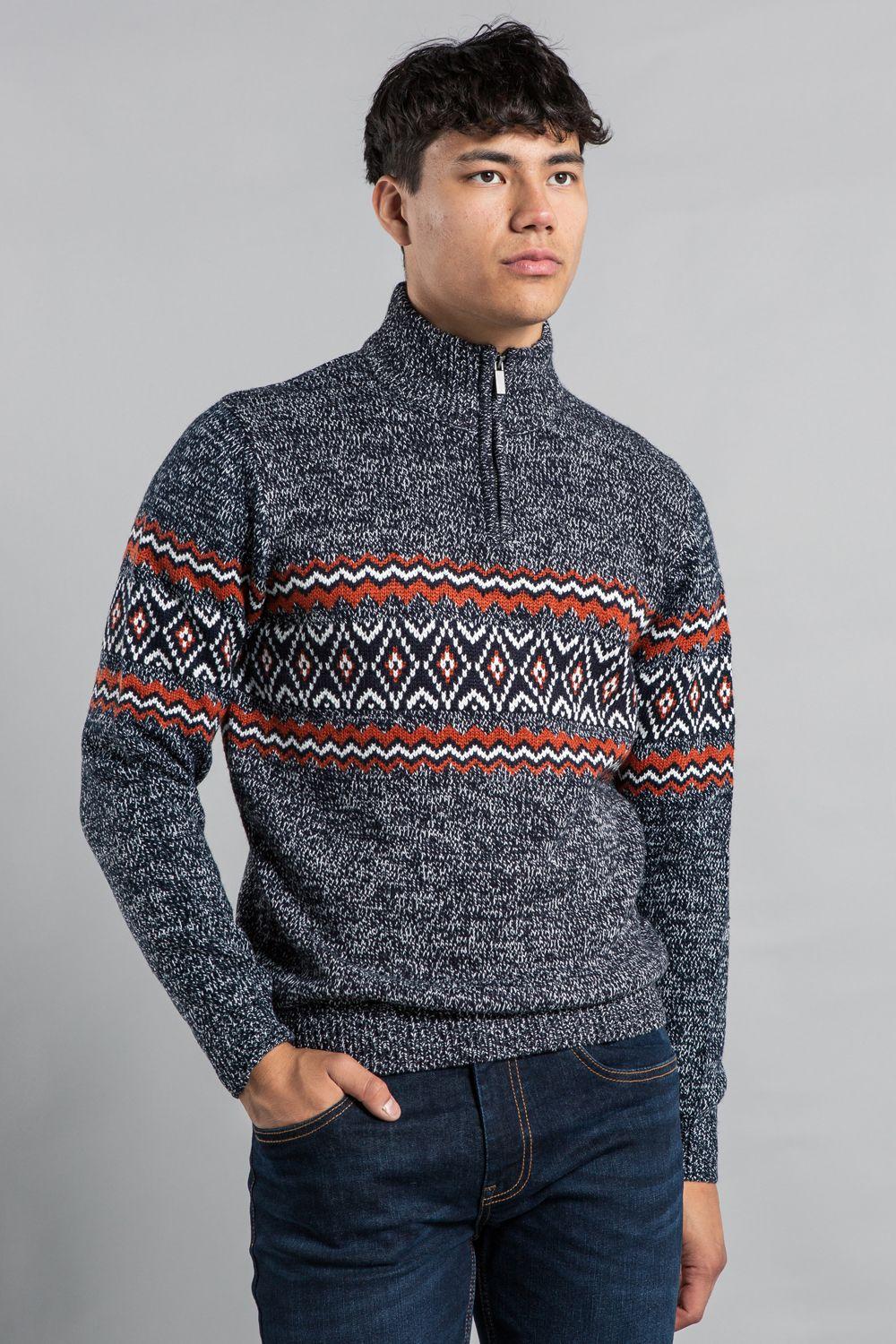 1/4 Zip Jacquard Funnel Neck Jumper by TOKYO LAUNDRY