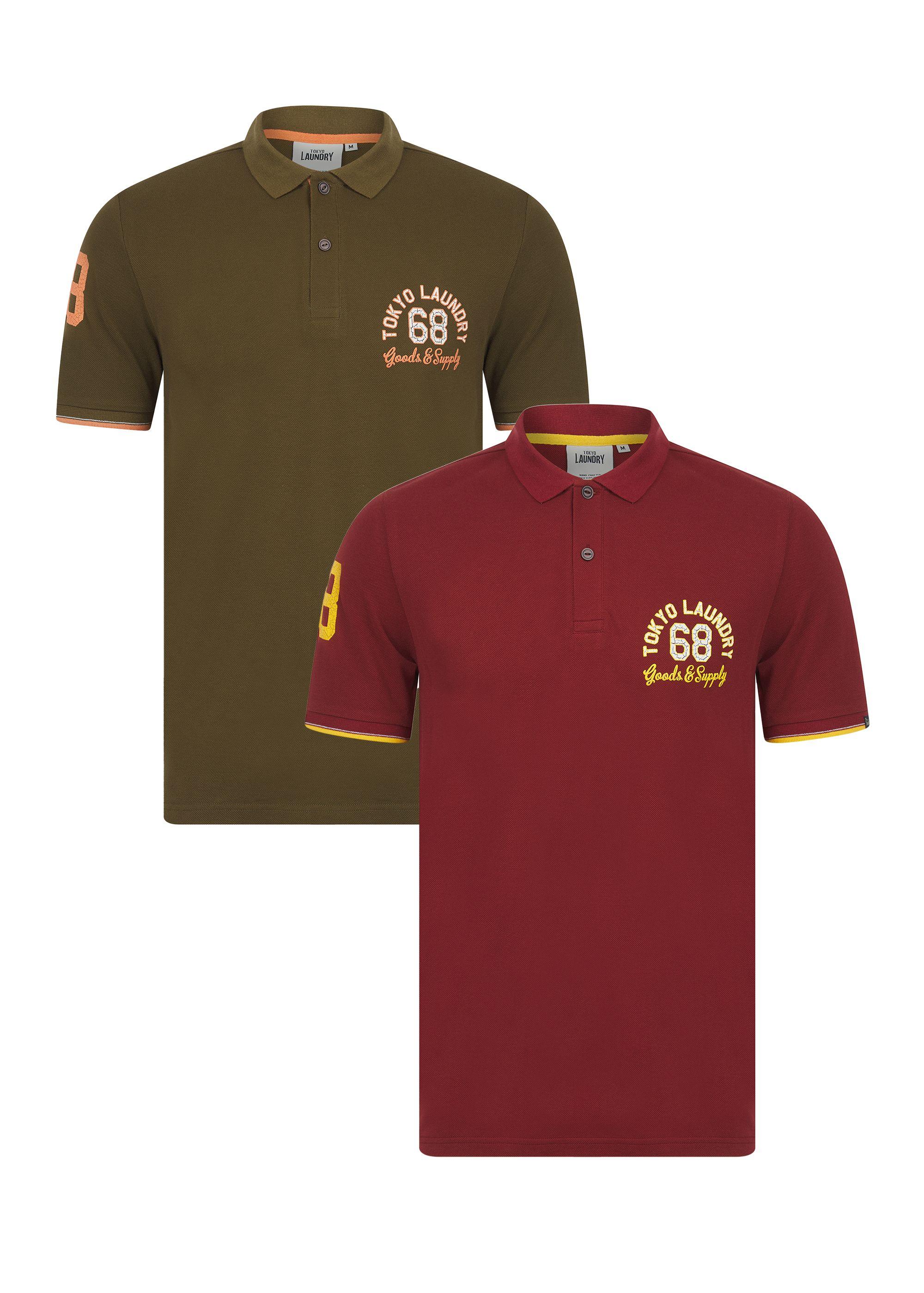 2-Pack Cotton Piqué Sporty Polo Shirt with Contrast Collar by TOKYO LAUNDRY