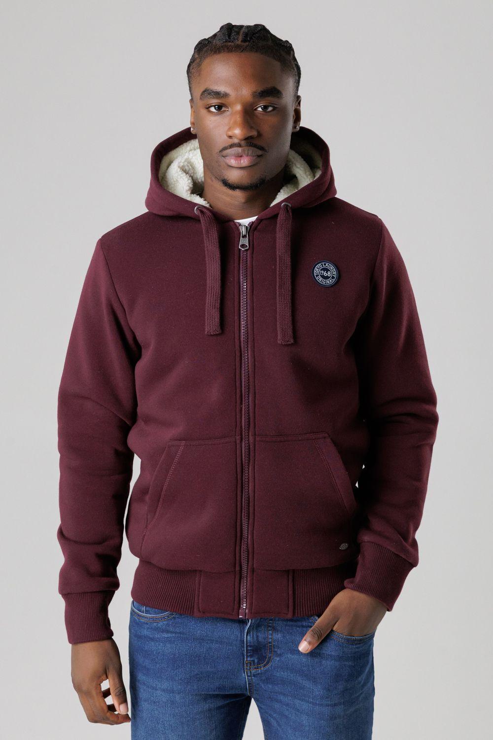 Brushed Back Fleece Zip-Through Hoody with Borg Lining by TOKYO LAUNDRY