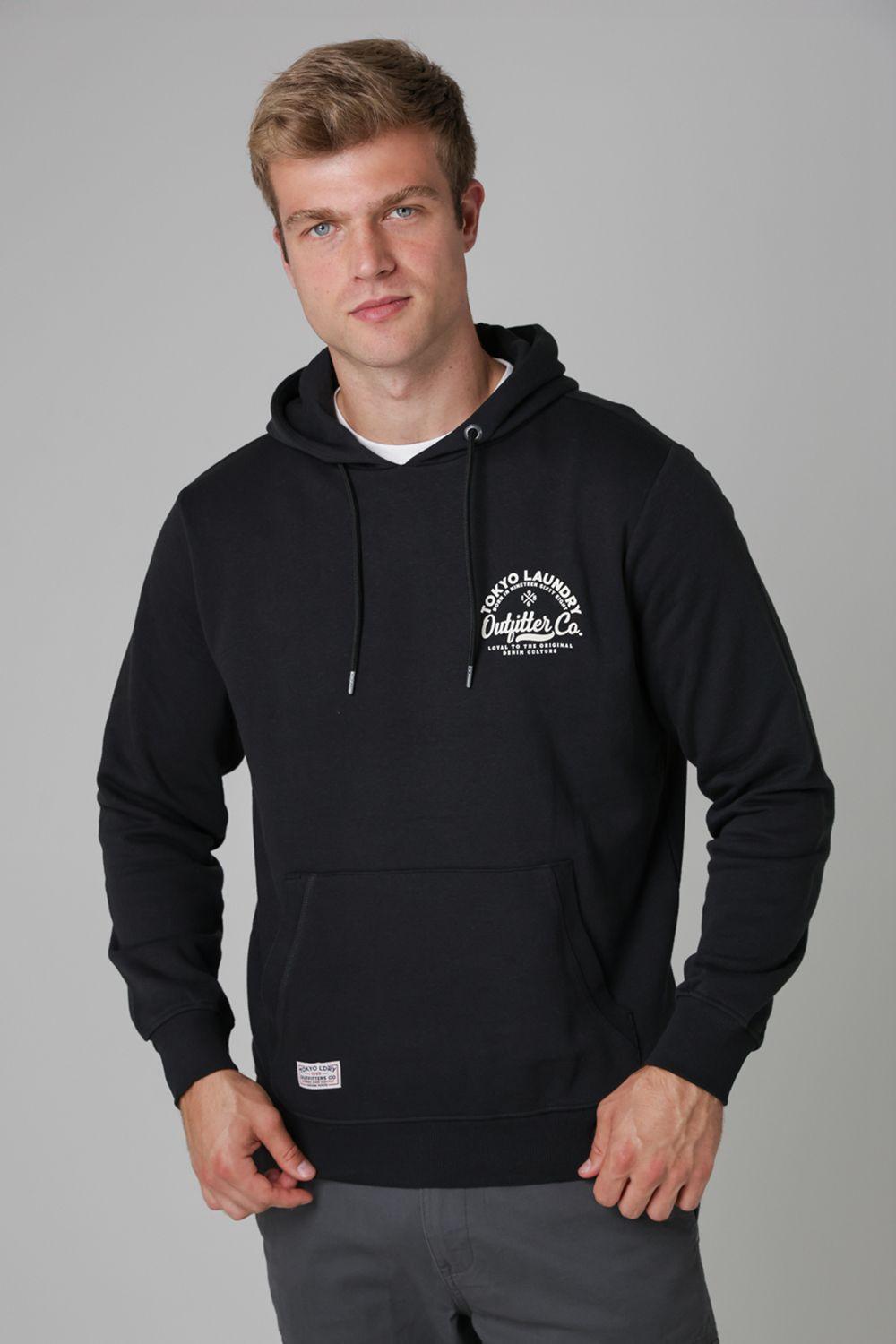 Cotton Blend Drawcord Hoody by TOKYO LAUNDRY