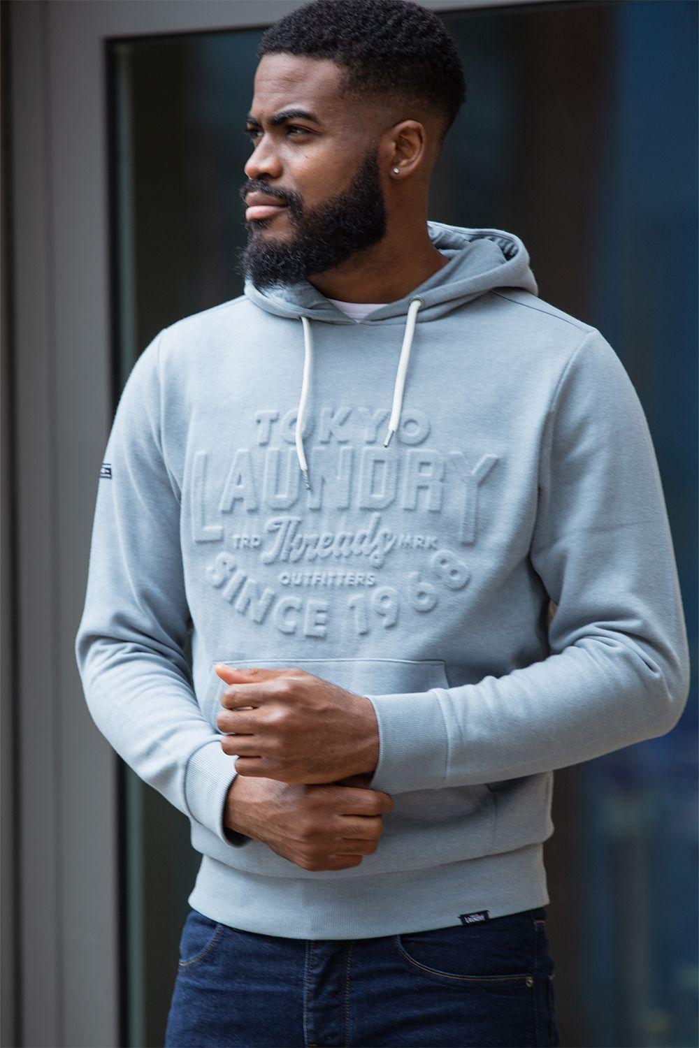 Cotton Blend Embossed Drawstring Hoody by TOKYO LAUNDRY