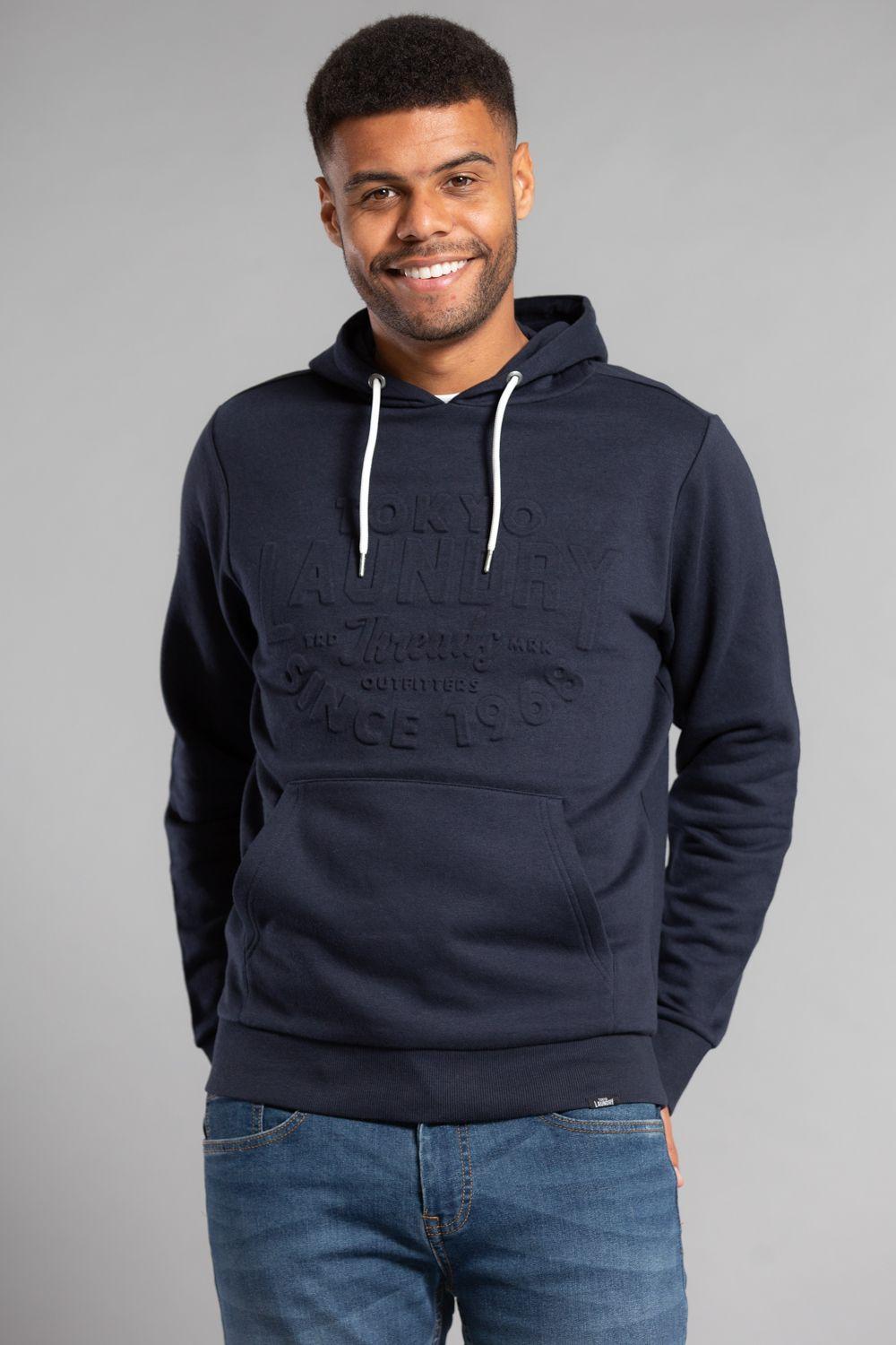 Cotton Blend Embossed Drawstring Hoody by TOKYO LAUNDRY