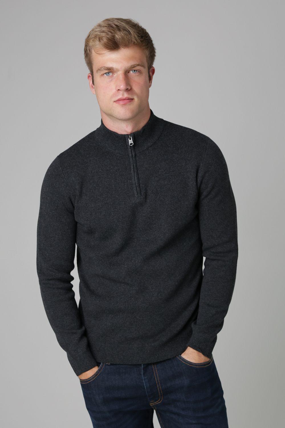 Cotton Blend Half Milano Zip Neck Jumper by TOKYO LAUNDRY