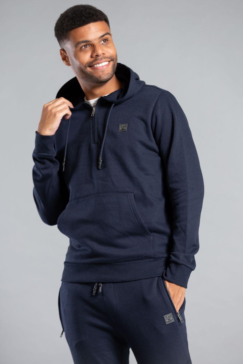 Cotton Blend Hoody with Neck Zip Fastening by TOKYO LAUNDRY