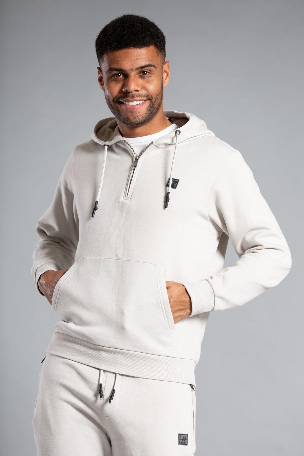 Cotton Blend Hoody with Neck Zip Fastening by TOKYO LAUNDRY