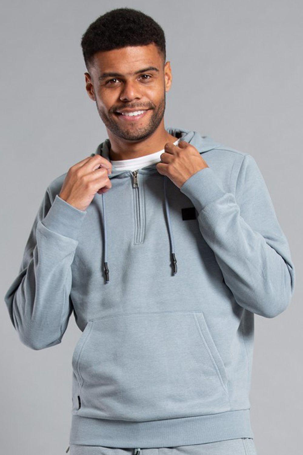 Cotton Blend Hoody with Neck Zip Fastening by TOKYO LAUNDRY