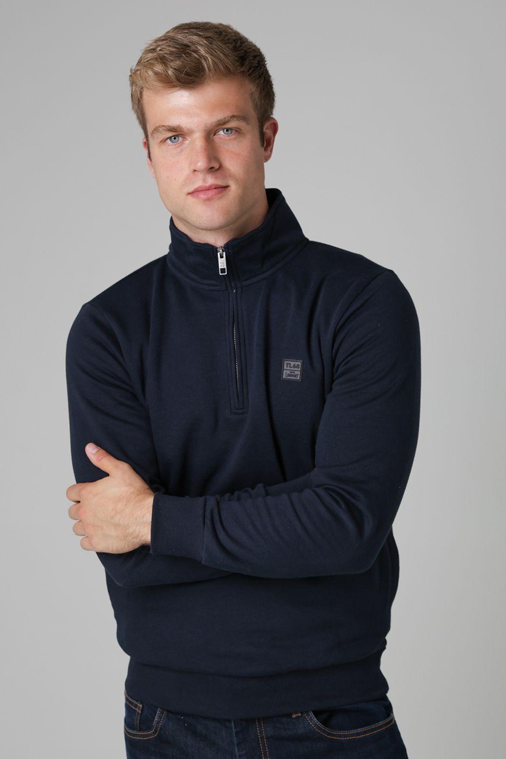 Cotton Blend Quarter Zip Sweatshirt by TOKYO LAUNDRY
