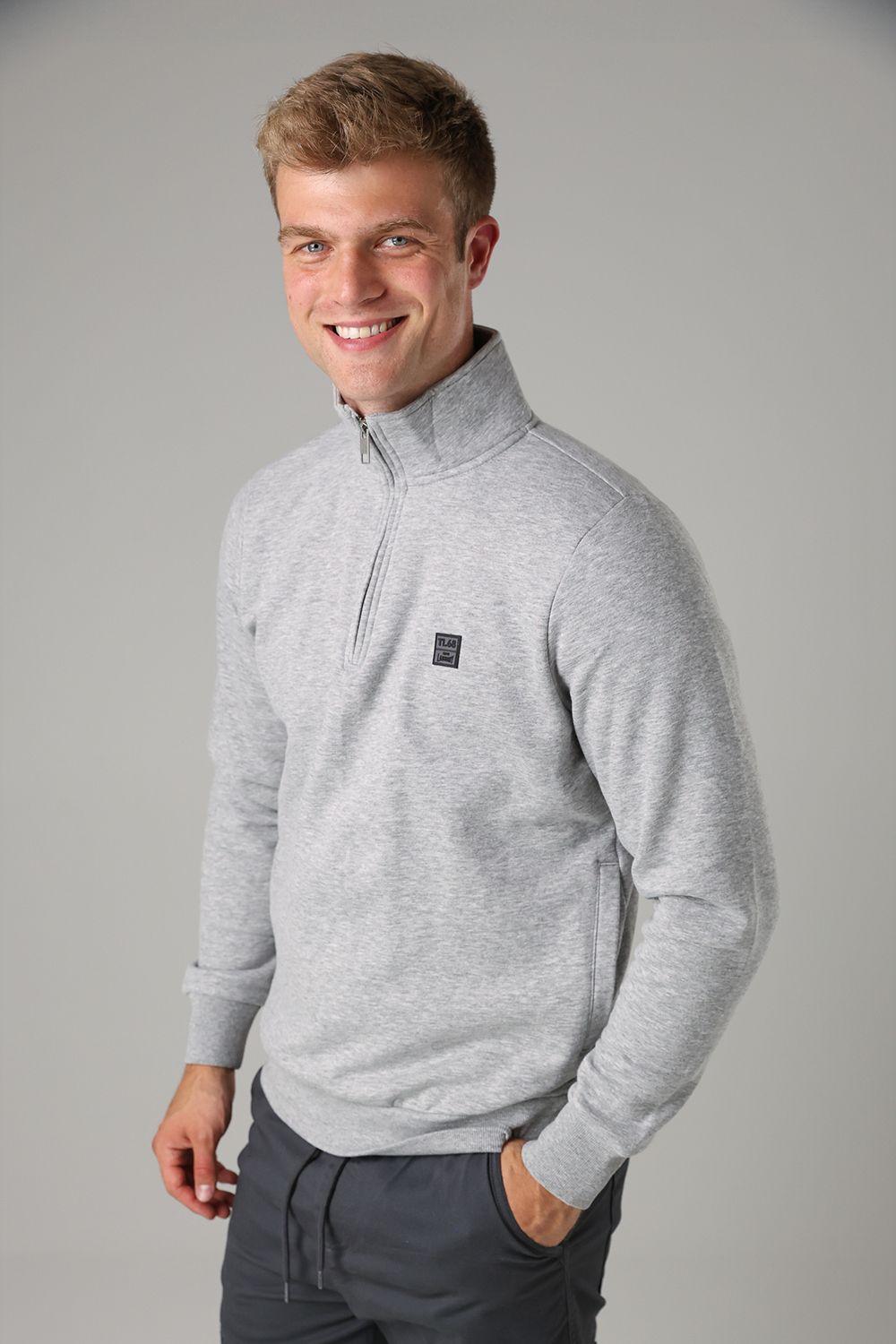 Cotton Blend Quarter Zip Sweatshirt by TOKYO LAUNDRY