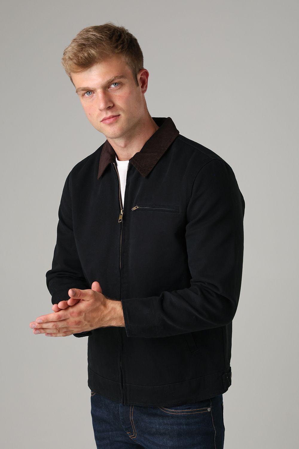 Cotton Canvas Worker Jacket With Cord Collar by TOKYO LAUNDRY