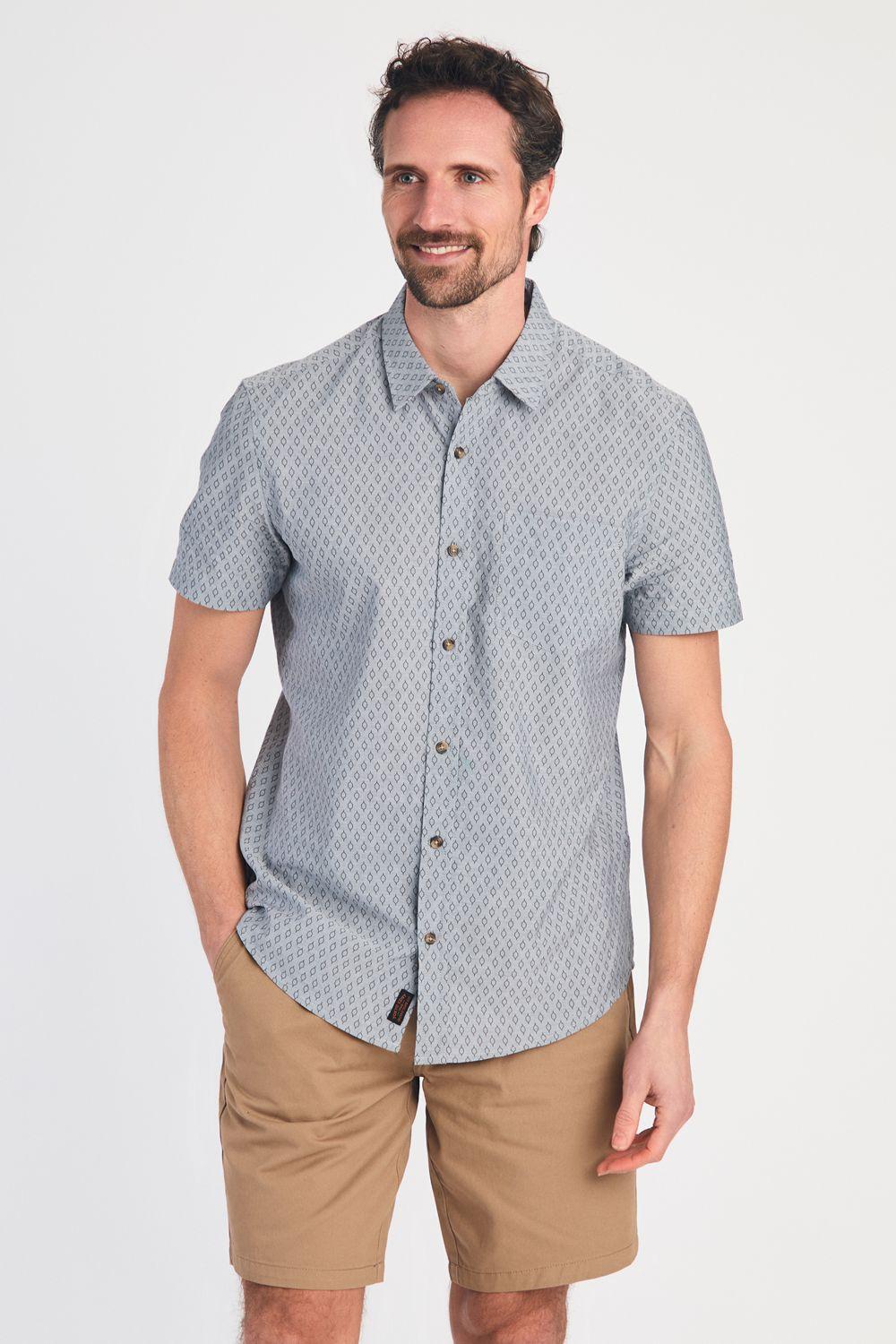 Cotton Printed Chambray Short Sleeve Shirt by TOKYO LAUNDRY