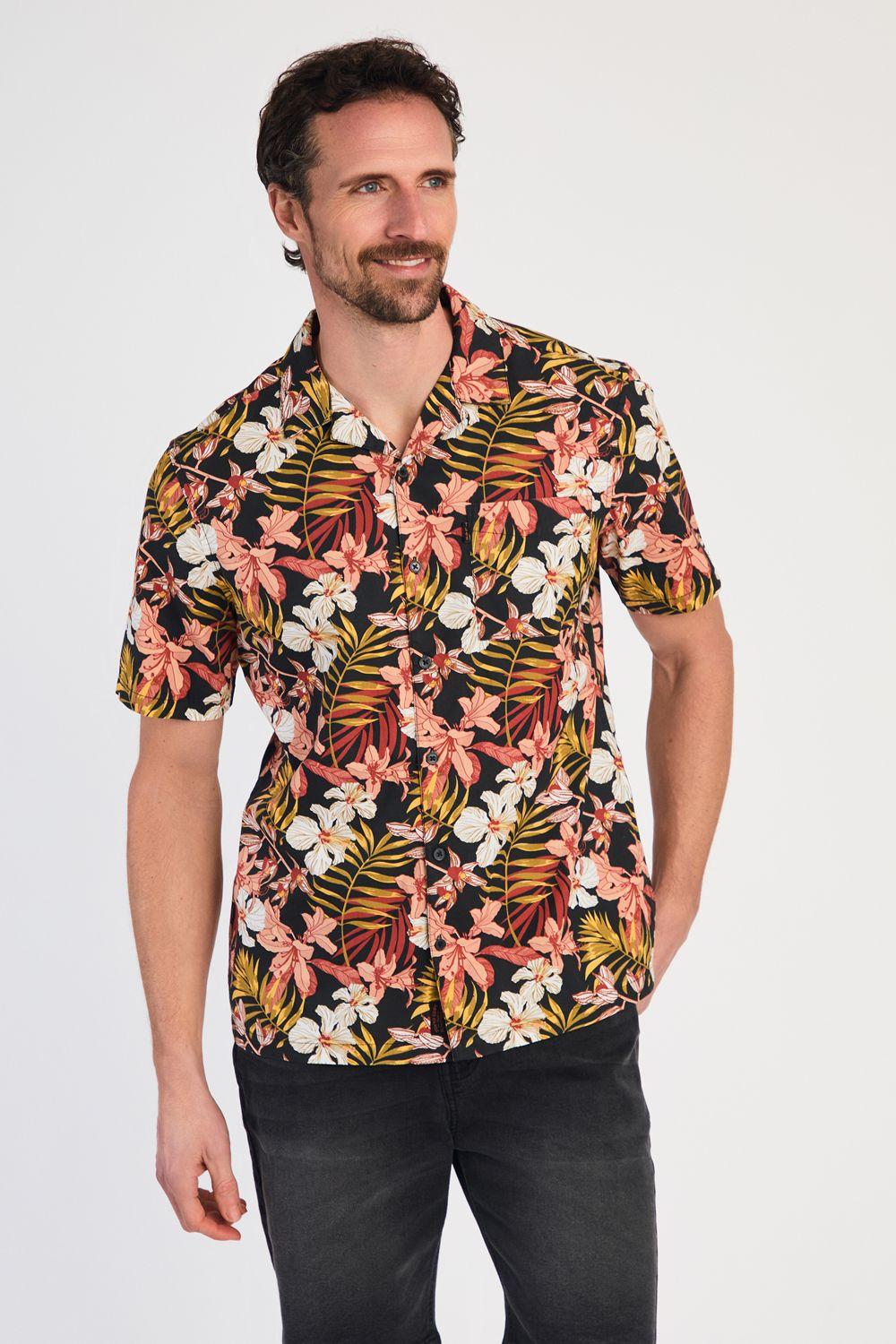 Cotton Printed Poplin Short Sleeve Shirt by TOKYO LAUNDRY